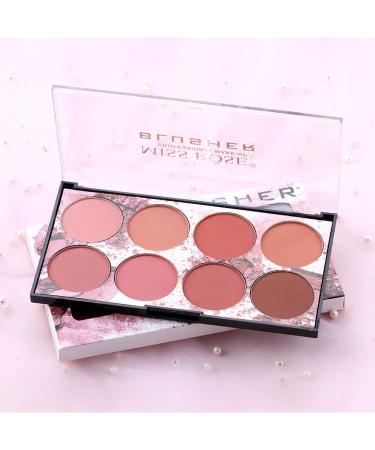8 Colors Rouge Palette - Bright Shimmer & Matte Blush Powder | Professional Contour & Highlight Makeup with Brush - Buy Online on GoSupps.com