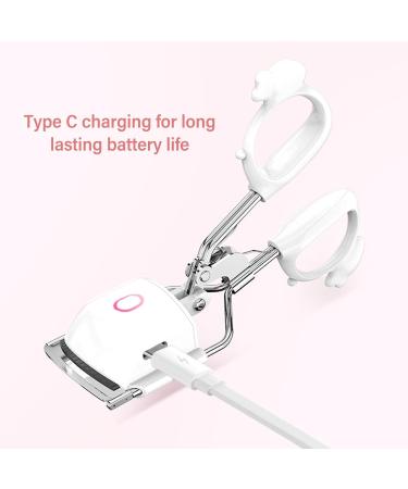 Heated Lash Curler with 2 Speed Temperature Control Long Lasting Curling Metal Ironing Fast Charging Electric Eyelash Curlers (White) - Buy Online on GoSupps.com
