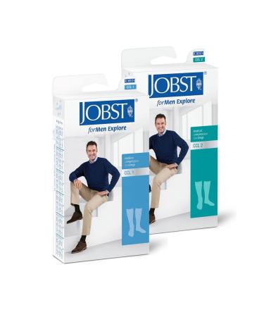 Jobst forms Explore - Men's compression stockings knee socks |KKL2 |Regular |Anthracite |V |Travel socks |Commercial socks |With cotton and integrated carbon fibers