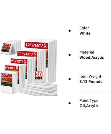 30 Pack Canvas for Oil & Acrylic Paint - 6 Sizes (5 of Each) - Ideal Painting Canvases Set - Buy Online on GoSupps.com