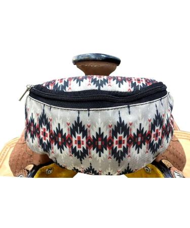 Showman Gray Aztec Print Insulated Nylon Saddle Pouch