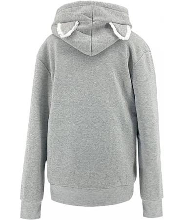 Women Cute Cat Ear Hoodies Pet Carrier Sweatershirt Puppy Kitten Pouch Jumper Long Sleeve Pullover Tops XL White - Buy Online on GoSupps.com