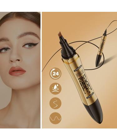 2 in 1 Magic Eyebrow Pencil 2024 Upgraded Eyebrow Contouring Pen Waterproof 3D Microblading Eyebrow Pencil Contouring Pen 4 Fork Tip with Eyeline for Natural Eyebrow Makeup (Light Brown) - Buy Online on GoSupps.com