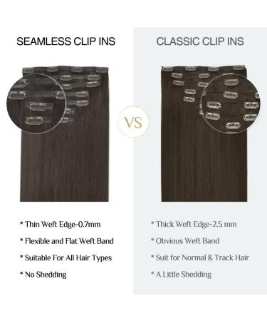 Doores Real Hair Extensions Seamless - Light Dark Brown 35cm (14 inch) 7 Pieces 110g Remy Clip-In Extensions - Buy Online on GoSupps.com