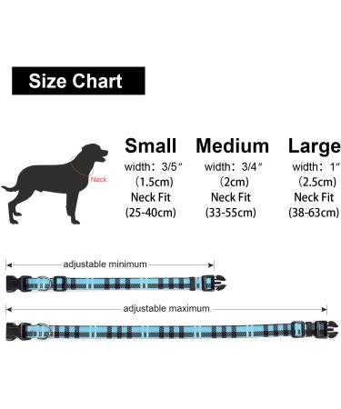 Suredoo Adjustable Soft Nylon Dog Collar - Comfortable Blue Checkered Design for Small & Medium Dogs (M: 33-55 cm) - Buy Online on GoSupps.com