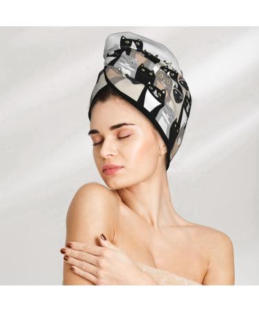Hair Towel Wrap - Quick Drying Hair Turban with Button | Colors Cats - Lightweight & Absorbent - Buy Online on GoSupps.com
