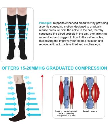 ACWOO Compression Stockings for Men & Women - 2 Pairs Medical Support Socks 15-20 mmHg for Running Sports Travel & Cycling - Black L/XL - Buy Online on GoSupps.com