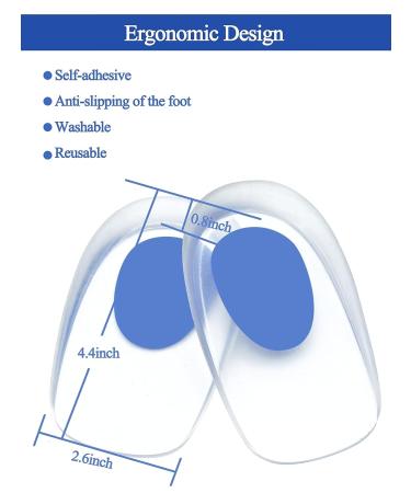 INSFENI Gel Heel Pads - Heel Cups for Women's Shoes - Relief for Heel Pain, Bone Spurs, Plantar Fasciitis - Blue (Large) - Buy Online on GoSupps.com