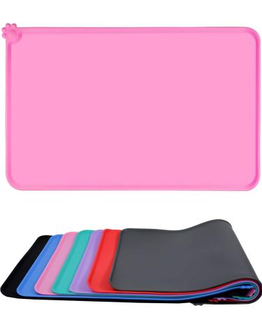 Toplory bowl pad dog cats waterproof and non -slip silicone feeding underlay for food bowls water bowl feed mat 53x37cm pink