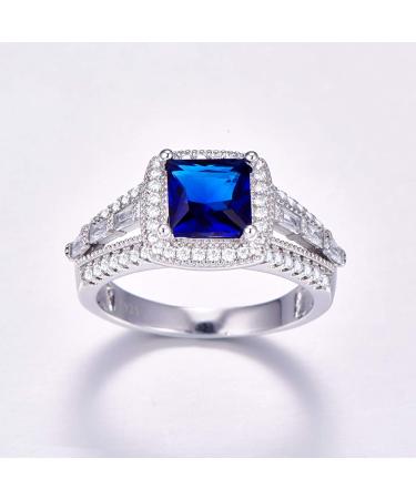 925 Sterling Silver Royal Blue & White Quartz Mystic Eternity Promise Wedding Ring - Size 6 US6 - Perfect for Women - Buy Online on GoSupps.com