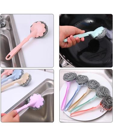 kesurpae ABS Steel Wire Cleaning Brush Portable Long Handle Washable Reusable Household Kitchen Cooking Bench Plate Brushes Purple - Buy Online on GoSupps.com