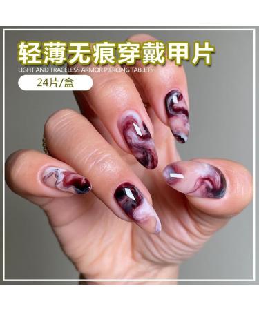 24Pcs/Set Press On Nails European and American Style Mid Length Nail Art False Nails Acrylic Fake Nails Full Cover Nails Tips Artificial Finger Manicure Press on nails for Women and Girls - Buy Online on GoSupps.com