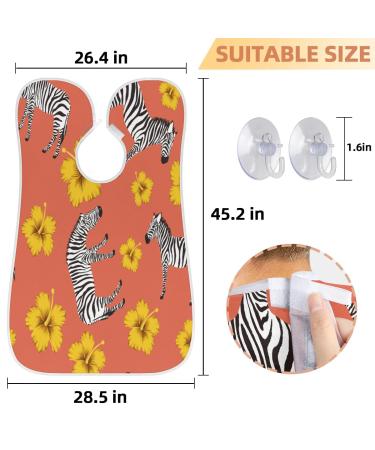 Zebras Flower Beard Bib Apron for Men | Non-Stick Waterproof Hair Catcher & Grooming Cloth | Perfect Gifts for Shaving & Trimming - Buy Online on GoSupps.com
