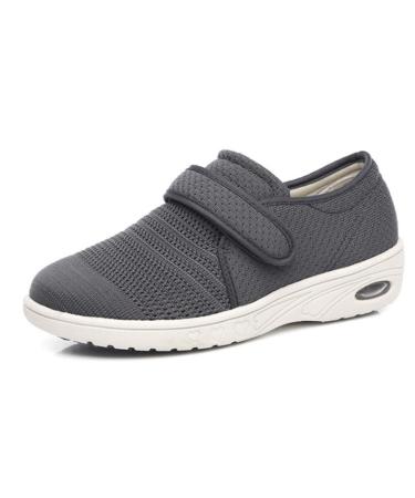KXSM Womens Diabetic Slippers Orthopedic Shoes Non-Slip Adjustable Comfortable Walking Running Shoes for Arthritis Diabetes Plantar Fasciitis Gray 35 35 Grey