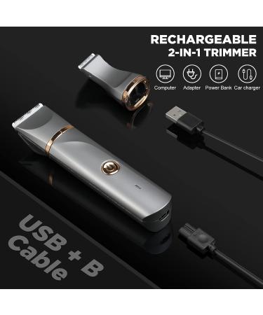 Men's Electric Body Hair Trimmer - USB Rechargeable, Replaceable Ceramic Blades, IP7X Waterproof - Gray+Gold - Buy Online on GoSupps.com