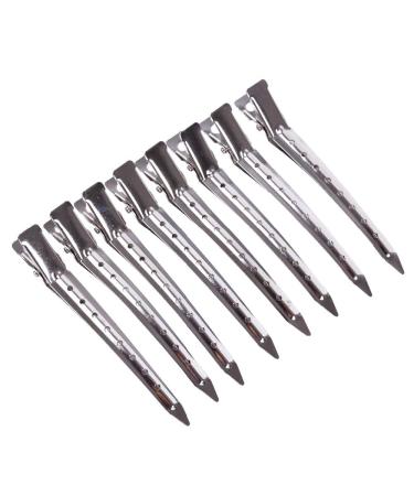 24pcs 3.5 Inches Duck Billed Hair Clips Silver Hair Clips with Holes Metal Alligator Hair Clips for Hair Extensions Duckbill Clips