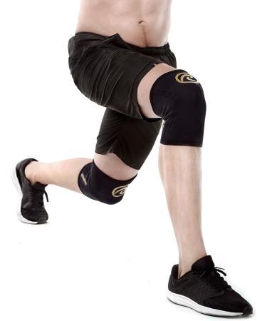 Rehband Knee Support for Strength Sports | CrossFit Knee Sleeve 5mm Neoprene - Unisex Gold/Black | Multiple Colors & Sizes - Buy Online on GoSupps.com