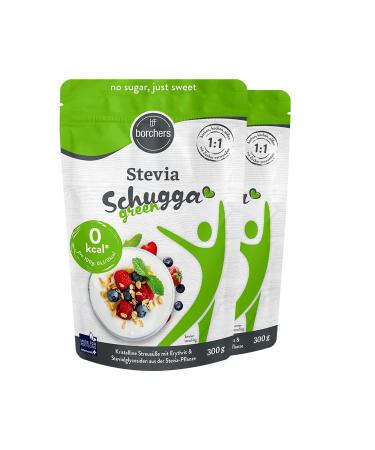 2 x Borchers Stevia crystalline sprinkle sweet with erythritis caloriefree sugar alternative sweetener 2 x 300 g