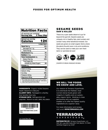 Terrasoul Superfoods Organic Hulled Sesame Seeds 6 Lbs (3 Pack) - Ideal for Tahini | Gluten-Free & Raw - Buy Online on GoSupps.com