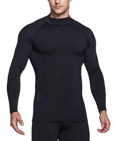 TSLA Men's Thermal Long Sleeve Compression Shirt Mock Neck Black Large - 1 or 2 Pack - Buy Online on GoSupps.com