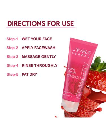 Jovees Herbal Strawberry Face Wash Deep Moisturising Facewash Normal to Dry Skin Paraben & Alcohol Free 120 ML (Pack of 2) 4.06 Fl Oz (Pack of 2) - Buy Online on GoSupps.com