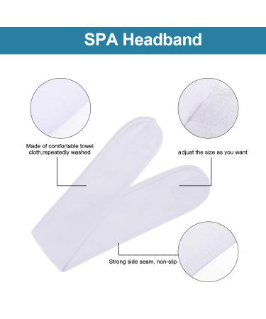 Whaline Spa Facial Headband - 4 Pack Terry Cloth Stretch Towel for Bath, Makeup & Sport in White - Buy Online on GoSupps.com