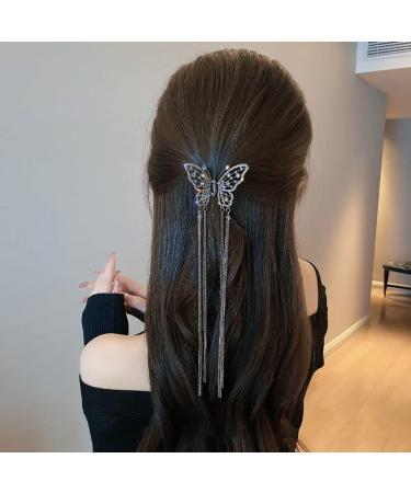 Myhiju Butterfly Tassel Hair Clips - Black Pearl Rhinestone Hair Accessories for Women - Buy Online on GoSupps.com