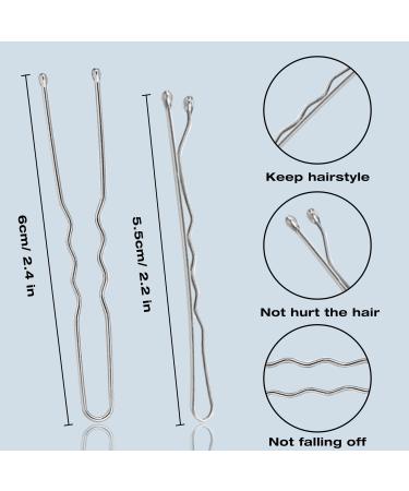 200pcs Silver Bobby Pins Kit - AITRAI U-shaped Hair Pins for Women & Girls - Perfect for White & Grey Hair - 2.4 & 2.2 Inch with Storage Box - Buy Online on GoSupps.com