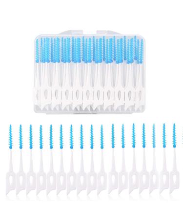 Fantason 40 pieces tooth flap Picks interdental brushes flow -in sticks in blue with storage box for toothpick toothed tooth cleaner interdental silk sticks toothpick cleaning tool (blue)