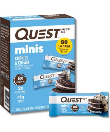 Quest Nutrition Crispy Chocolate Peanut Butter Hero Protein Bar 18g Protein 1g Sugar 3g Net Carb Gluten Free Keto Friendly 12 Count and Mini Cookies & Cream Protein Bars High Protein Low Carb Keto Friendly 14 Count - Buy Online on GoSupps.com