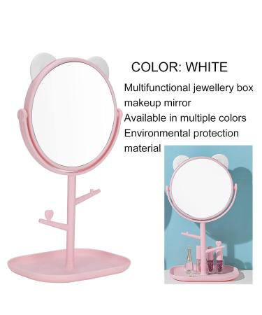 Cat Ear Makeup Mirror with Adjustable Stand - Pink | Vanity Mirror with Jewelry Storage for Home & Salon - Buy Online on GoSupps.com
