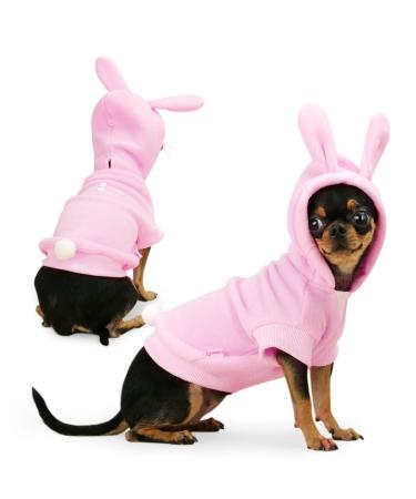 Frienperro Easter Rabbit Dog Costume, Dog Clothes for Small Dogs Girl Boy, Cotton Small Dog Hoodie, Chihuahua Clothes Pet Cat Winter Warm Sweatshirt, Teacup Yorkie Puppy Coat, Pink XXS XX-Small Rabbit