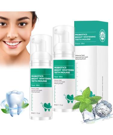 2PCs Lenaro Probiotics Bright Whitening Teeth Mousse Lenaro Teeth Mouse Lenaro Herbal Brightening Oral Repair Mousse Teeth Whitening Footpaste Refreshing Breath