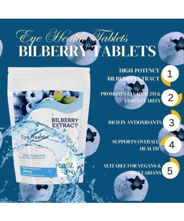 Bilberry Extract Eye Health Antioxidant 2000mg Extract Veg Tablets Anthocyanidins Black Berries 250 - Buy Online on GoSupps.com