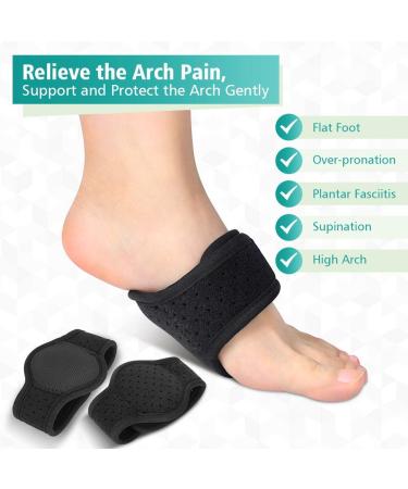 Foot Arch Support Sleeve - Adjustable Brace for Flat Feet High Arches & Heel Pain Relief - One Size Fits Most - 1 Pair - Buy Online on GoSupps.com