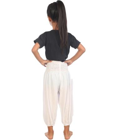 Lofbaz Kids Harem Aladdin Pirate Pants | Bohemian Baggy, Colorful, Solid White | 4-5 Years - Buy Online on GoSupps.com
