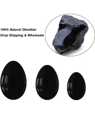 Obsidian Yoni Egg - Black Crystal Feminine Massage Ball for Pelvic Floor Exercises | Drilled & Small - Buy Online on GoSupps.com