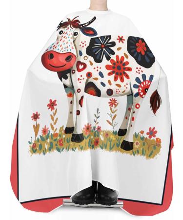 Farmhouse Cow Barber Cape - Adjustable Hair Cutting Cape for All Ages | Watercolor Autumn Floral Design | 55x63 Inch Hairdressing Accessory - Buy Online on GoSupps.com