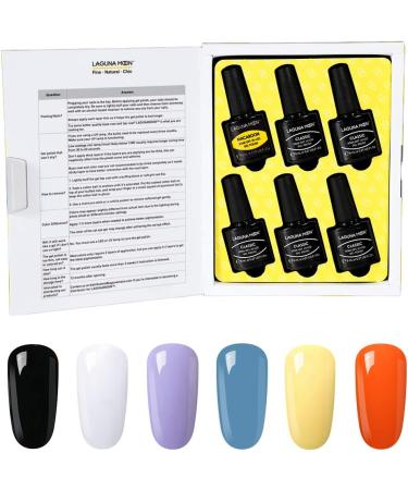 Lagunamoon Gel Nail Polish Set Mixed Colours Black White Green Gold Yellow Soak Off UV LED Manicure Set Requires Drying Under Nail Lamp Kit - Cutest Ghost - Buy Online on GoSupps.com