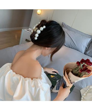 Champagne Large Pearl Hair Claw Clips for Women - Strong Hold, Nonslip Hair Jaw Clips for Daily, Wedding, Birthday - Fashion Accessories for Thick/Thin Hair - Buy Online on GoSupps.com