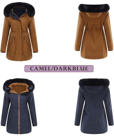 Shop Hehiy Women s Winter Fashion Duffle Coat with Faux Fur Collar - Elegant Long Black & Brown Quilted Jackets for Women - Buy Online on GoSupps.com