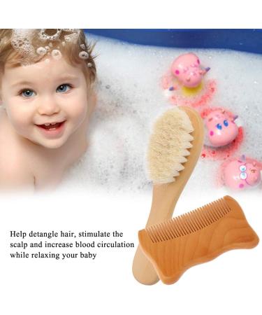 Walmeck 2pcs/Set Baby Hair Brush Comb Natural Wool Wooden Hairbrush Newborn Infant Comb Head Massager Baby Grooming Kit - Buy Online on GoSupps.com