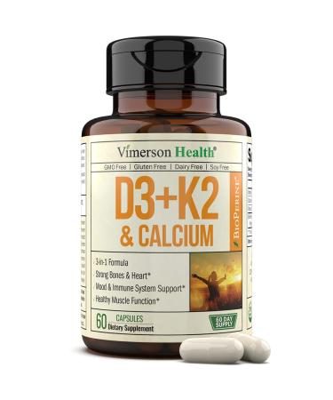Vitamin D3 & K2 with Calcium & BioPerine - Vitamin D 5000 IU - Vitamin D3 + Vitamin K2 & Calcium Supplement - Supports Overall Health: Strong Bones & Teeth Muscles Heart & Immune Function & Energy. - Buy Online on GoSupps.com