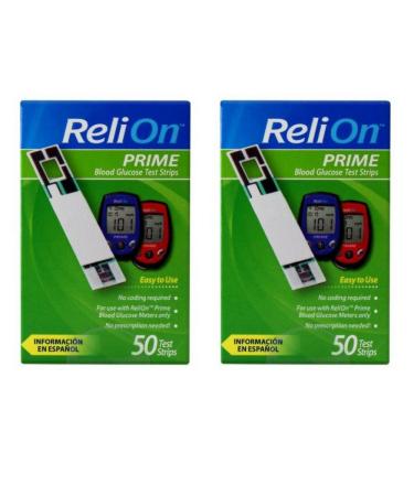 ReliOn Prime Blood Glucose Test Strips, 50 Ct (2 Pack)