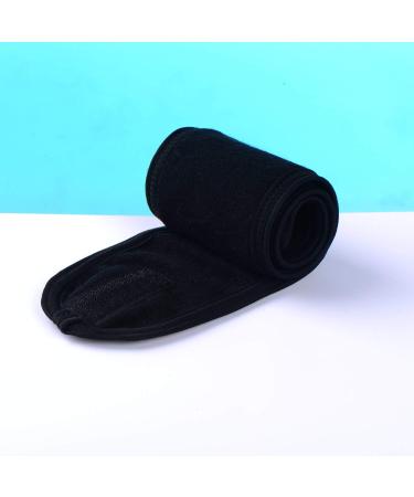 Onwon 2 Pack Facial Spa Headband with Magic Tape - Black Terry Cloth Stretch Towel Head Wrap for Bath, Makeup, Yoga and Sport - Buy Online on GoSupps.com