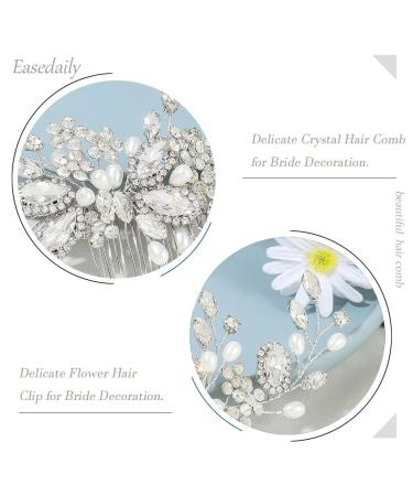 Easedaily Rhinestone Bride Wedding Hair Comb - Silver Crystal Bridal Hair Piece with Pearl Accents for Women and Girls - Buy Online on GoSupps.com