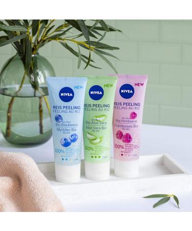 Nivea Rice Peeling Organic Raspberry 75ml - Natural Facial Cleanser | Gentle Exfoliation No Microplastics - Buy Online on GoSupps.com