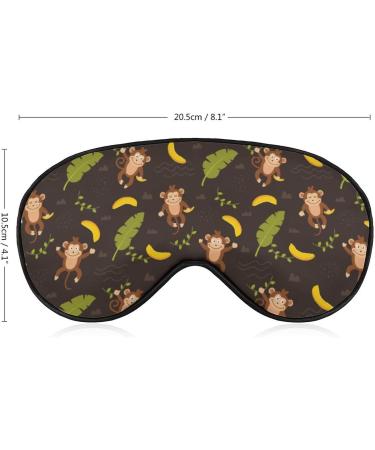 Cute Monkey and Banana Leaf Pattern Sleep Mask with Adjustable Head Strap - Comfortable Soft Eye Mask for Blissful Sleep | Blindfold Eyeshade - Buy Online on GoSupps.com