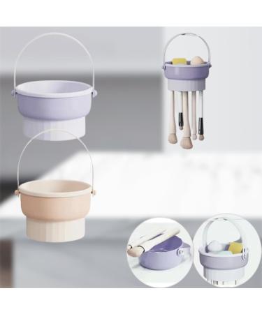 JALEO Silicone Makeup Brush Holder & Cleaning Mat - Multifunctional Removable Cosmetic Brush Cleaner Bowl & Puff Drying Storage Basket (Purple) - International Shipping Available - Buy Online on GoSupps.com