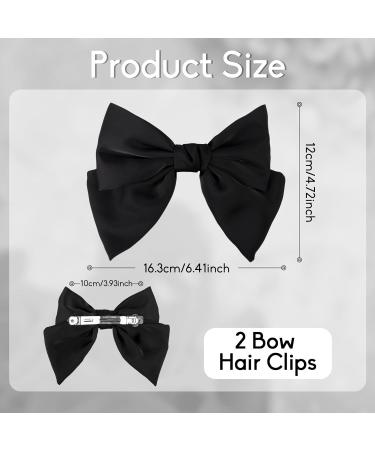Dalababa Bow Hair Clips 2 Pcs Large Hair Bows Silky Satin Ribbon Hair Barrettes French Bowknot Hairpins Hair Accessories For Women Girls (Black & Burgundy) Black burgundy - Buy Online on GoSupps.com